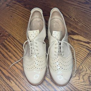 The office of Angela Scott Mocassin Oxford Dress shoe cutout detail cream size 9